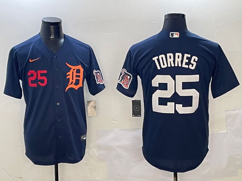 Men Detroit Tigers #25 Torres Drak Blue Game 2025 Nike MLB Jersey style 3123